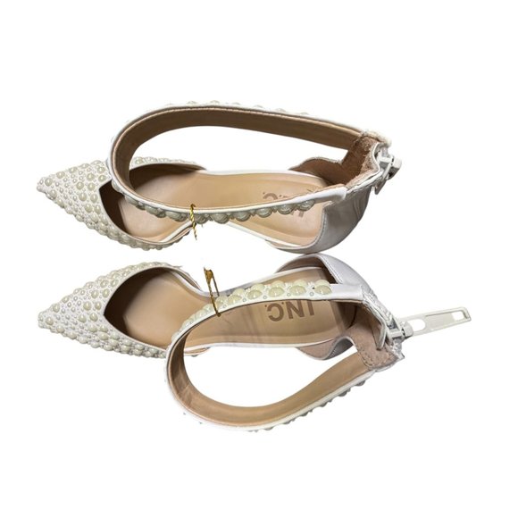 INC Women's White Pearl-Embellished Wedding Bridal‎ Pointed-Toe Heels 10.5 - Picture 8 of 10